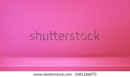 Pink soft studio room. Limbo light background. Abstract 3d candy backdrop for product presentation. Minimal wall scene bg. Showcase, promotion display. Vector stage mockup illustration