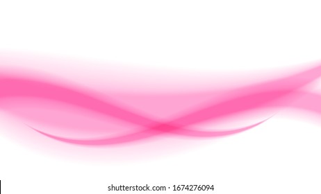 pink soft wave shape graphic on white background, abstract pink graphic smooth shape for banner copy space, blurred gradient pink wavy swirl soft effect, beautiful pink white wave curve for backdrop