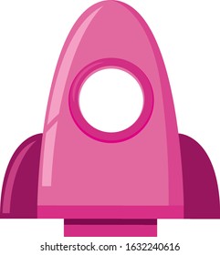 Nave espacial rosa en ilustración de fondo blanco