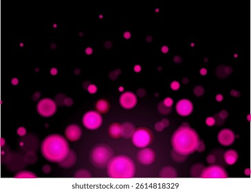 pink sparkles, bokeh with pink, pink confetti on black background, sparkles, shine, lights, glitter, bokeh vector