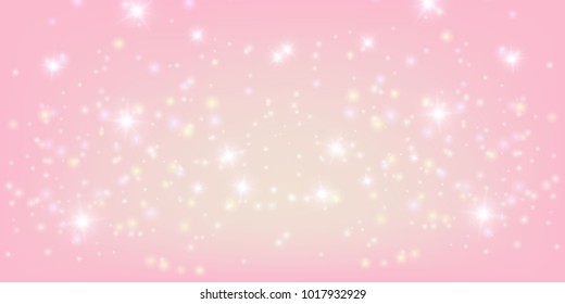 Pink sparkling background, vector illustration. Princess background, shining stars, star dust, celebration abstract wallpaper.