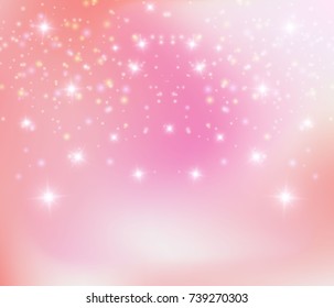 Pink sparkling background, vector illustration. Princess background, shining stars, star dust, celebration abstract wallpaper.