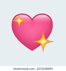 Pink Sparkling Heart Emoji isolated on white background. Emoticons symbol modern, simple, vector, printed on paper. icon for website design, mobile app, and UI. Vector Illustration