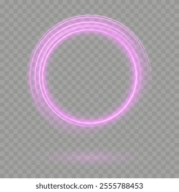 Pink Sparkling Ring Frame: Neon Banner with Shimmering Sparks for Transparent Background Creations