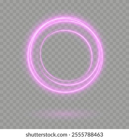 Pink Sparkling Ring Frame: Neon Banner with Shimmering Sparks for Transparent Background Creations