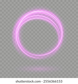 Pink Sparkling Ring Frame: Neon Banner with Shimmering Sparks for Transparent Background Creations