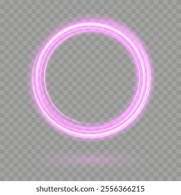Pink Sparkling Ring Frame: Neon Banner with Shimmering Sparks for Transparent Background Creations
