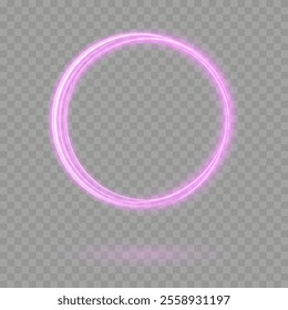 Pink Sparkling Ring Frame: Neon Banner with Shimmering Sparks for Transparent Background Creations