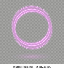 Pink Sparkling Ring Frame: Neon Banner with Shimmering Sparks for Transparent Background Creations