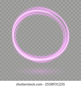Pink Sparkling Ring Frame: Neon Banner with Shimmering Sparks for Transparent Background Creations
