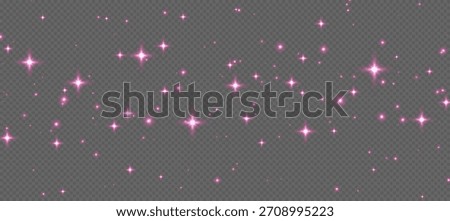 Pink sparkling stars, shiny particles light effect, transparent flying stardust texture