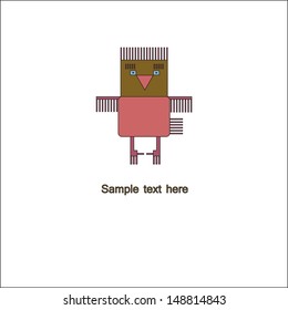 Pink sparrow.Valentine card.Vector.
