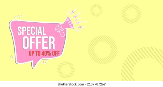 pink special offer banner design. speech bubble for advertising promotion, poster and flyer design