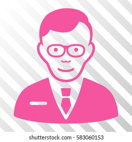 Pink Specialist interface icon. Vector pictogram style is a flat symbol on diagonal hatch transparent background.