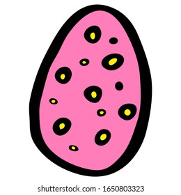 Pink speckled egg. Easter egg with to cute simple pattern. Easter element with pink-yellow color. 