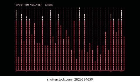 Pink spectrum analyzer thin vertical frequency bars