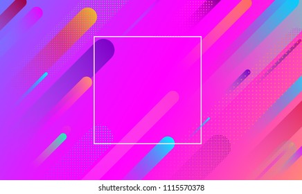 Pink spectrum background with frame and abstract colorful geometric pattern. Vector illustration.