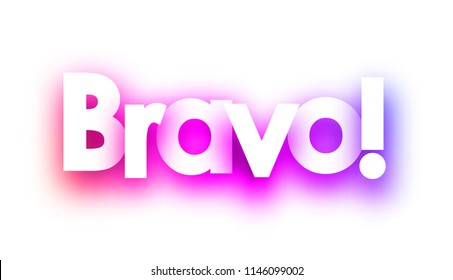 Pink spectrum bravo sign on white background. Vector paper illustration.
