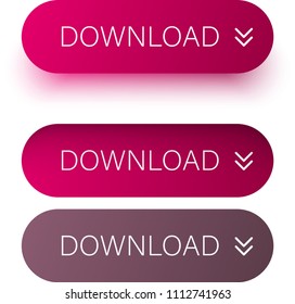 Pink spectrum download web buttons with arrow isolated on white background. Vector illustration.