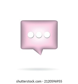 Pink Speech 3D Bubble for Communication concept and Web UI