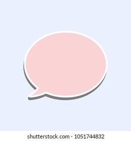 pink speech bubble cartoon object on light blue background, vector illustration