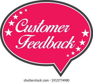 Pink Speech Bubble Customer Review. Vector icon illustration. flat design.