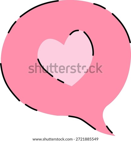 Pink Speech Bubble with Heart Filled Element