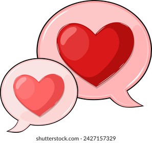 Pink Speech Bubble With Red Heart Vector Illustration