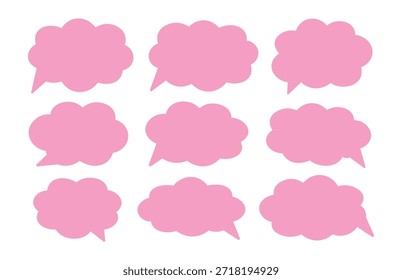 Juego de burbujas de discurso rosa: Colección de Vector de globo de chat de estilo de nube linda