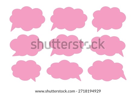 Pink Speech Bubble Set – Cute Cloud Style Chat Balloon Vector Collection