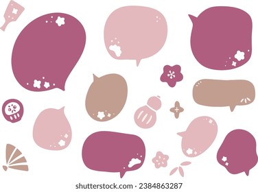 Pink speech bubble set inspired by the Japanese New Year