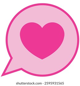 Pink speech bubble within heart shape vector graphic with isolated background. Sense of love and communication, representing feelings and affection in simple, visual manner.