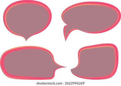 pink speech bubbles set with dusty dark pink background