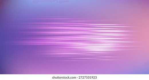 Rayos de velocidad rosados, efecto de flujo de luz de velocidad, sobre un fondo blanco, líneas de velocidad de resplandor azul, senderos de luz coloridos, rayas. Ilustración vectorial Abstractas.