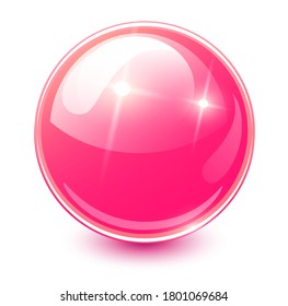 Esfera rosa 3D, icono de bola vectorial brillante y brillante.