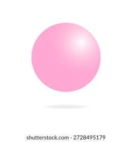 Esfera rosa, burbuja con superficie brillante y sombra sobre fondo blanco para diseño y gráficos