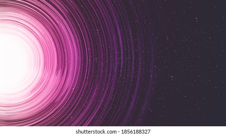 Pink Spiral Black Hole on Galaxy Background.planet and physics concept design,vector illustration.