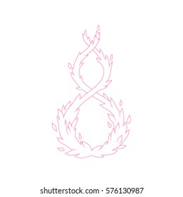 Pink spiral floral element isolated on white background