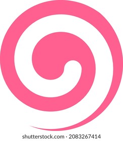 Pink spiral logo. Round helix sign. Circular motion sign