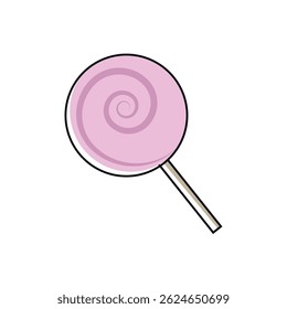 Pink spiral lollipop. Vector illustration