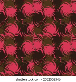 Pink Spiral Retro Abstract Pattern Expressionism Digital Illustration. Vector Design Seamless Modern Texture.
