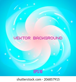 Pink spiral vortex with stars.Vector eps 10 ,