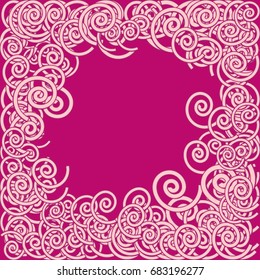Pink spirals on a red background