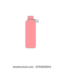 Pink sport bottles vector illustration on white background. Water flask for outdoor activities. 