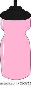 Pink Sports Water Bottle Vector Illustration – Plastic Reusable Gym Bottle Icon for Fitness, Hydration, and Workout Design Projects