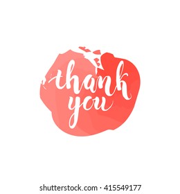 Pink spot with text - thank you. Vector illustration.