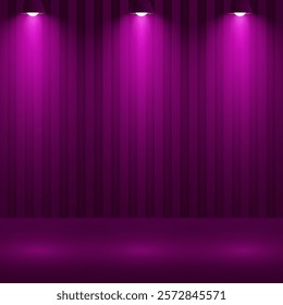 Pink Spotlight Background With Dark Background. Beauty product and Fashion Product Light. Space for selling products on the website. Empty room with spotlight effect.