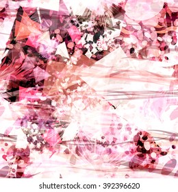 Pink spots and lines. The effect of watercolors and blur. Mottled pattern. Vector. Abstract seamless template. 