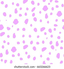Pink spots on white background, point, spotted background, Freehand drawing vector seamless pattern. Modern stylish texture. Monochrome  graphic design.
