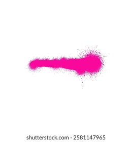 Pink spray paint stripe with ink splatters. Vector abstract graffiti spraying line stain. Graffiti sprayed paint smear. Street art horizontal brushstroke with dots isolated on white background
